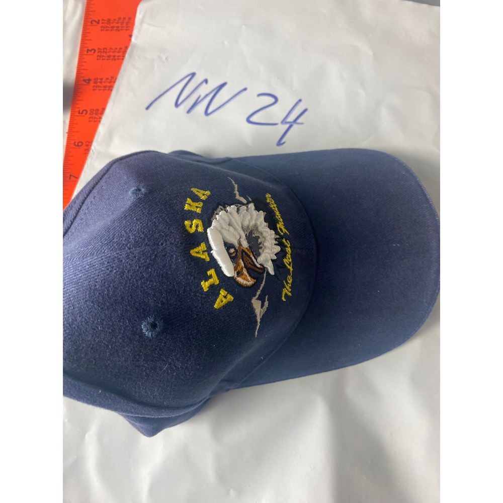 Alaska The Last Frontier Navy Blue Embroidered Eagle Baseball Cap Dad Hat Strap - Picture 2 of 4